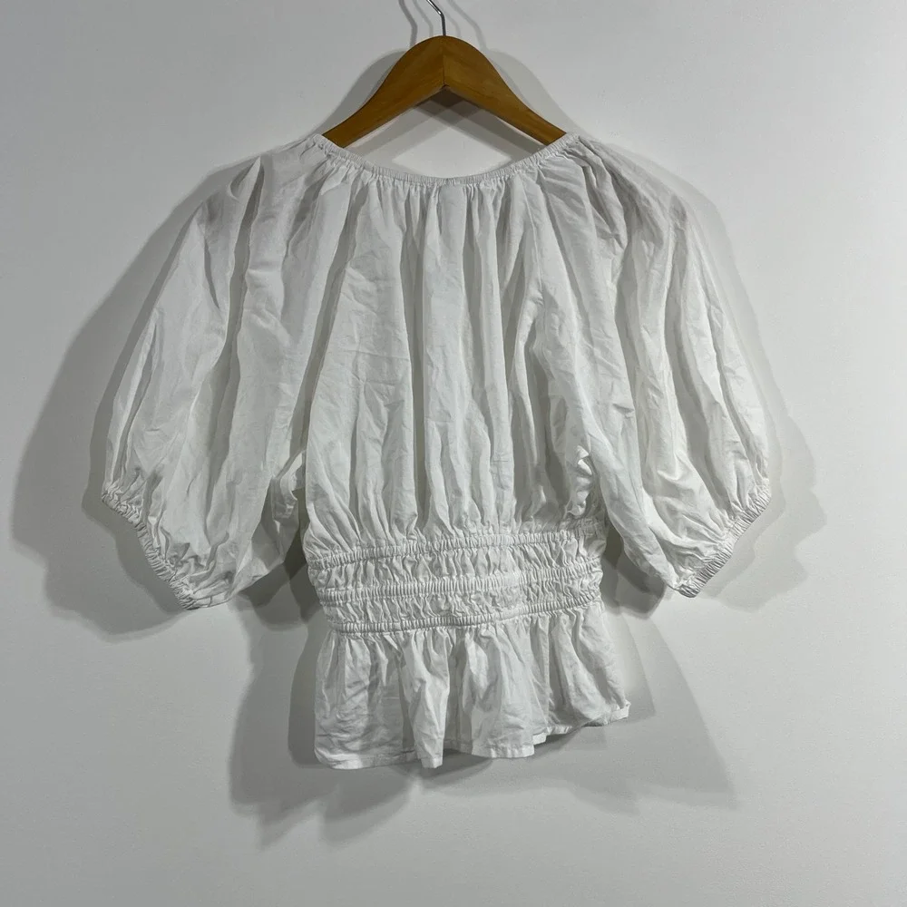 Old Navy Dainty Babydoll Coquette Ren Fair Cotton Smocked Peplum Top Women Small
